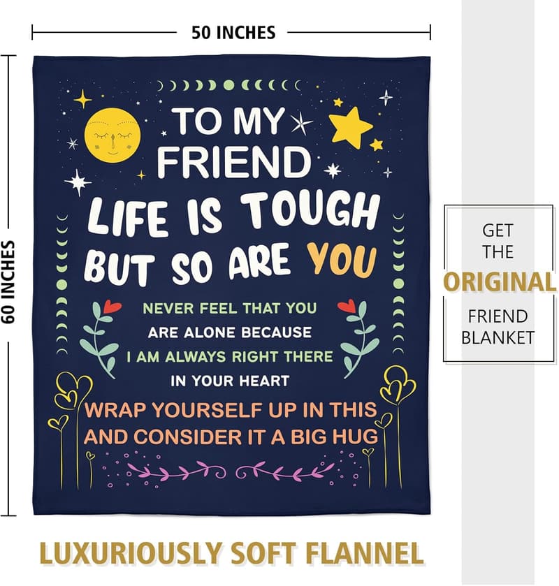 Best Friend Birthday Blanket Gift for Women, 60