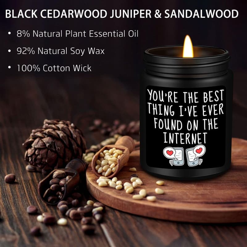 Anniversary Black Cedar & Sandwood Scented Candle for Him