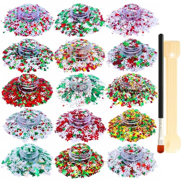 Holographic Glitter Sequin Set for Crafts and Makeup - 15 Colors