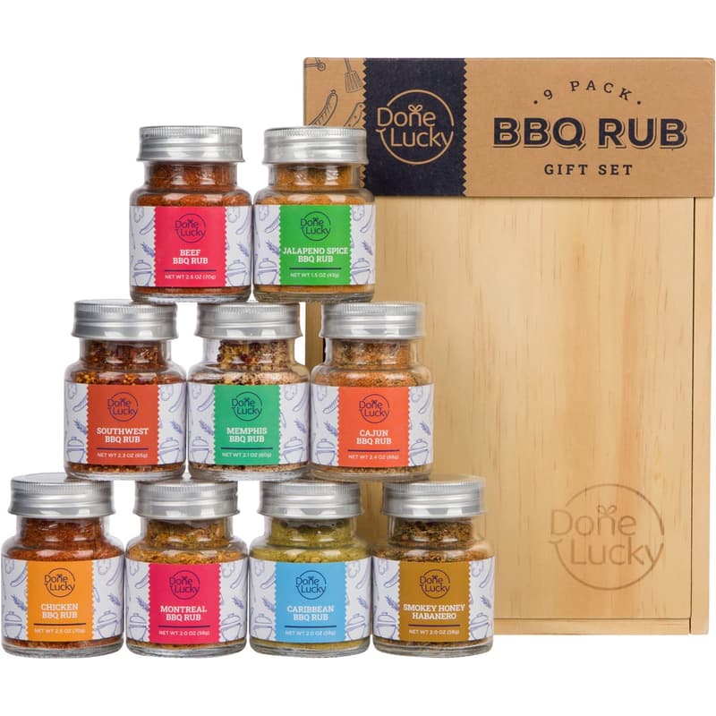 Father's Day BBQ Rub Gift Set in Premium Wooden Box