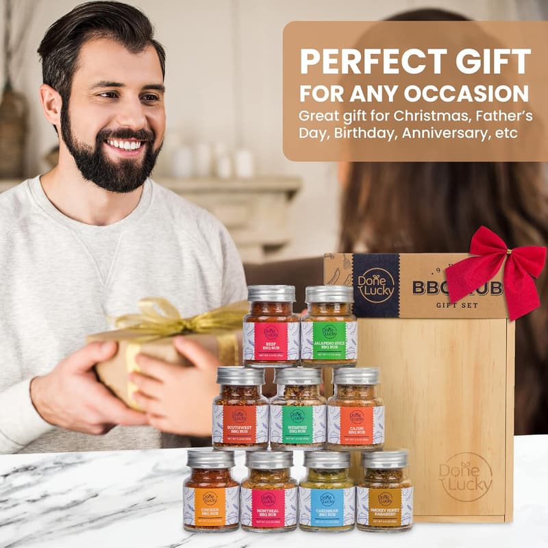 Father's Day BBQ Rub Gift Set in Premium Wooden Box