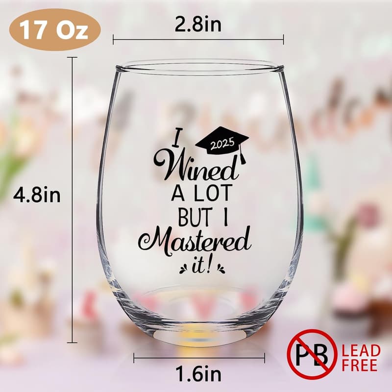 2025 Graduation Stemless Wine Glass - Fun Gift for Graduates