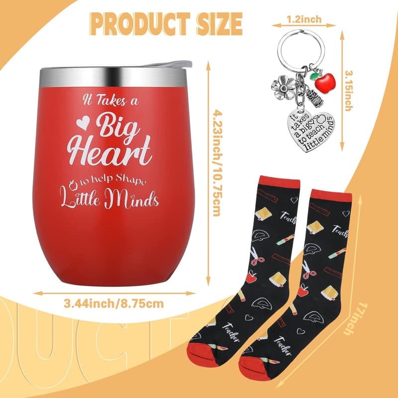 End of Year Teacher Gift Set: Tumbler, Keychain & Socks