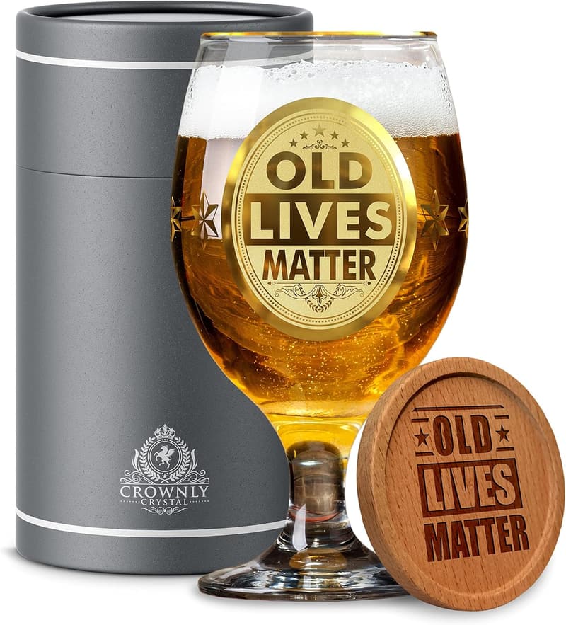 Personalized Drinking Glasses for Older Men - Unique Birthday Gift