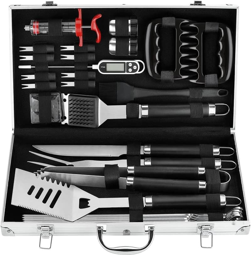 BBQ Grill Accessories Set in Aluminum Case for Birthdays