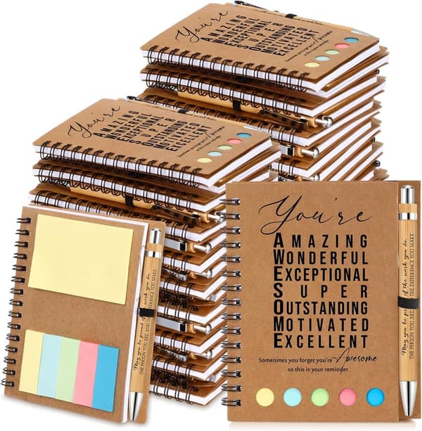 Employee Appreciation Gift Set - Inspirational Notebooks & Bamboo Pens