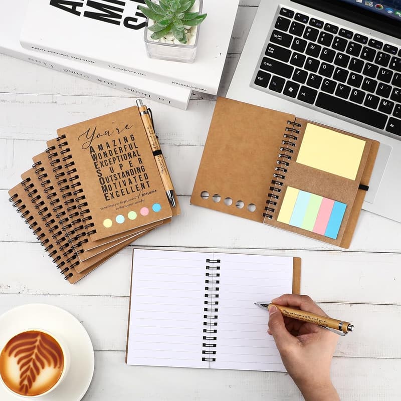 Employee Appreciation Gift Set - Inspirational Notebooks & Bamboo Pens