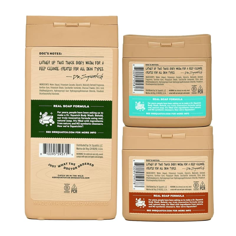 Men's Natural Body Wash Set with Pine Tar & Bourbon (14 oz, 2-盒)