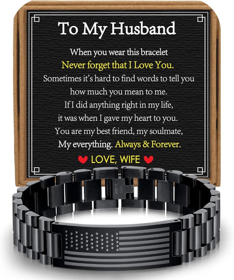 Father's Day Stainless Steel American Flag Bracelet for Him