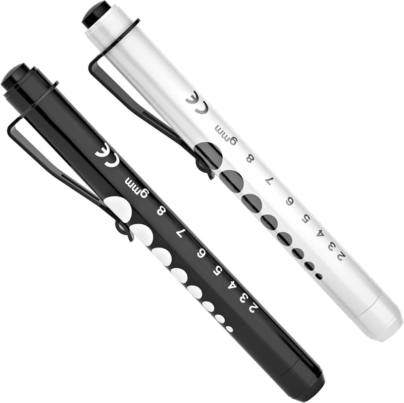 Nurse Pen Light Set with Pupil Gauge & Ruler, 2-Pack