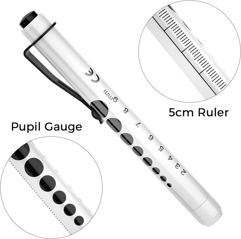 Nurse Pen Light Set with Pupil Gauge & Ruler, 2-Pack