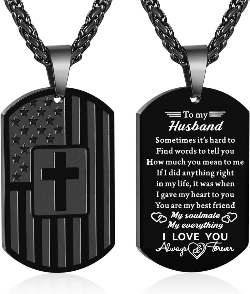 Father's Day American Flag Cross Necklace for Men