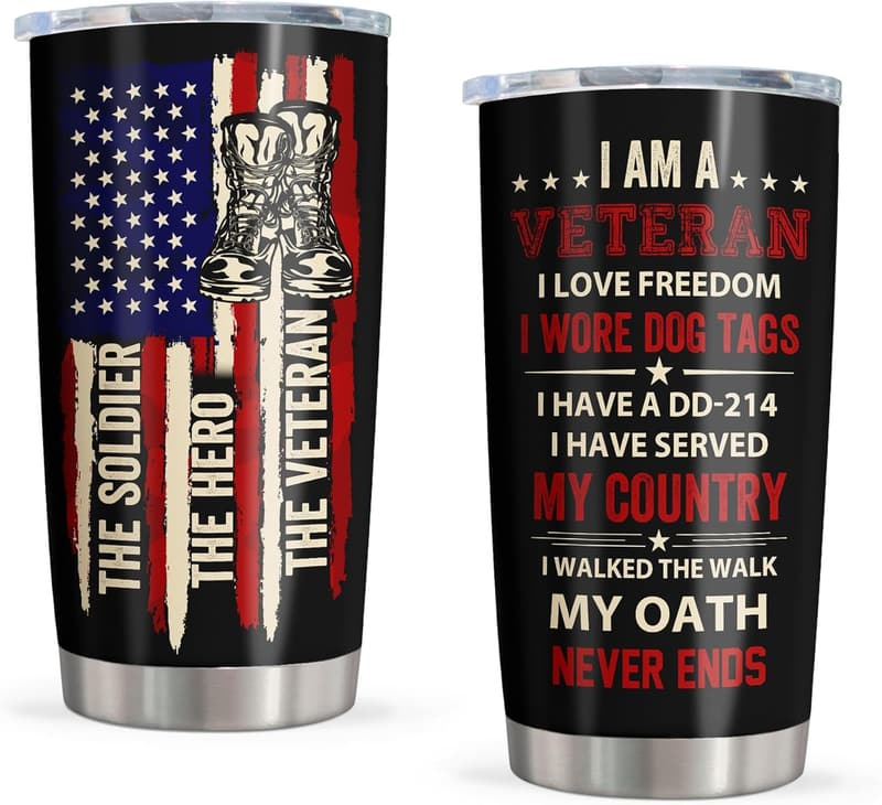 Military Retirement Tumbler 20oz - Navy, Army, Air Force, Marine Corps