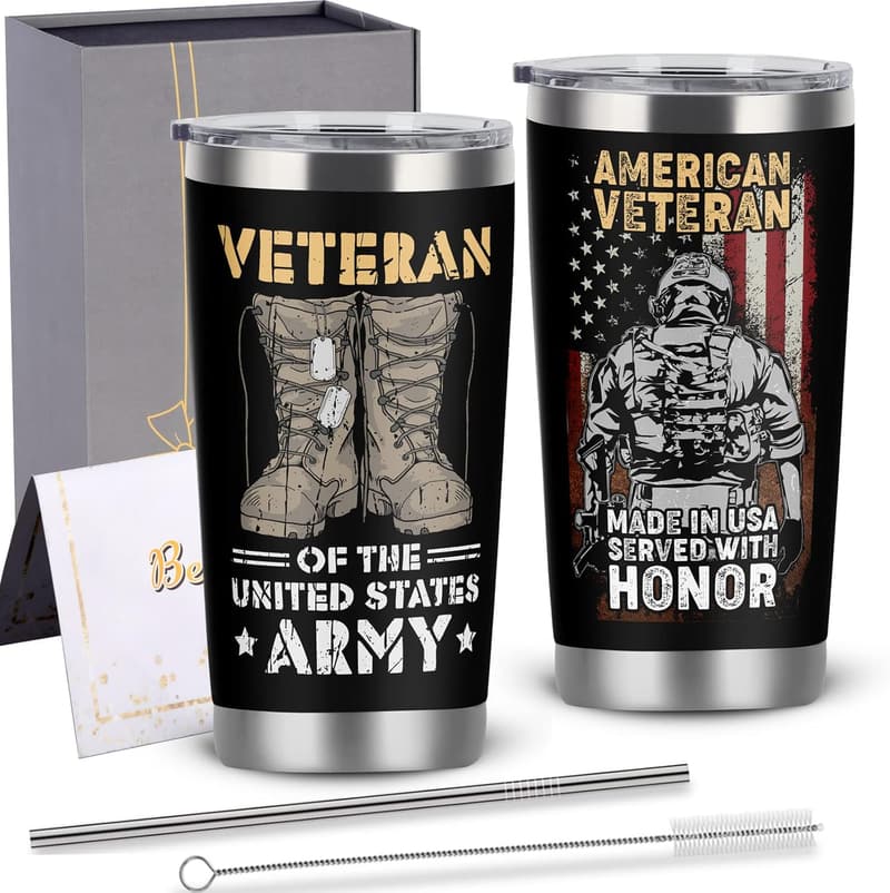 Veteran's Day Gift: 20 oz Travel Tumbler for Army Veterans