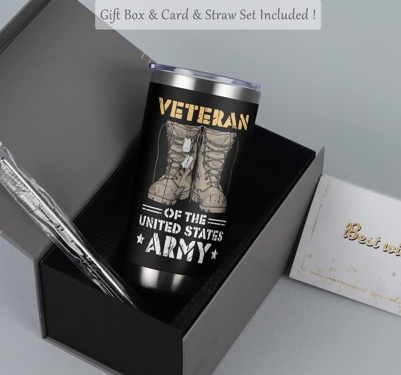 Veteran's Day Gift: 20 oz Travel Tumbler for Army Veterans
