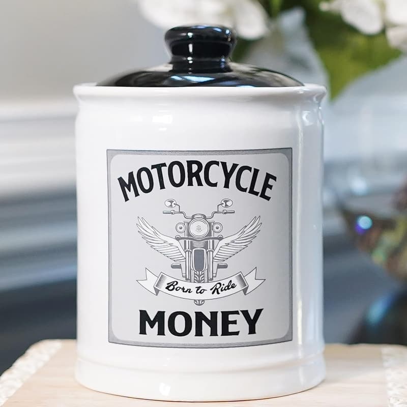 Biker Gift: Motorcycle Money Piggy Bank and Candy Jar
