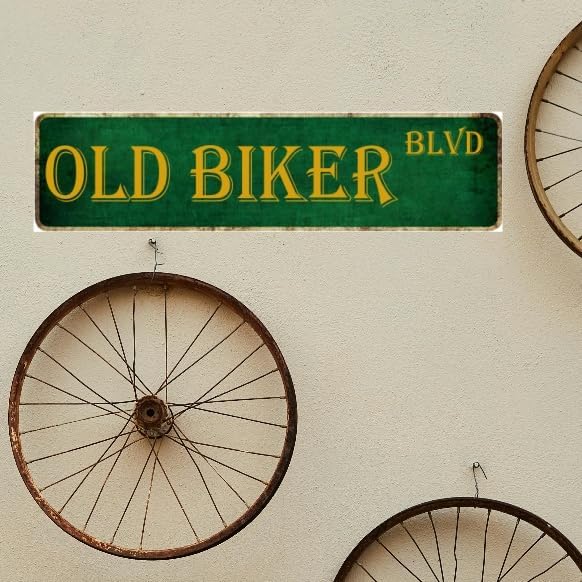 Biker Garage Metal Sign for Men - 4x16 Inch Decor