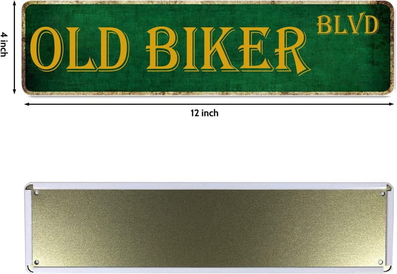 Biker Garage Metal Sign for Men - 4x16 Inch Decor