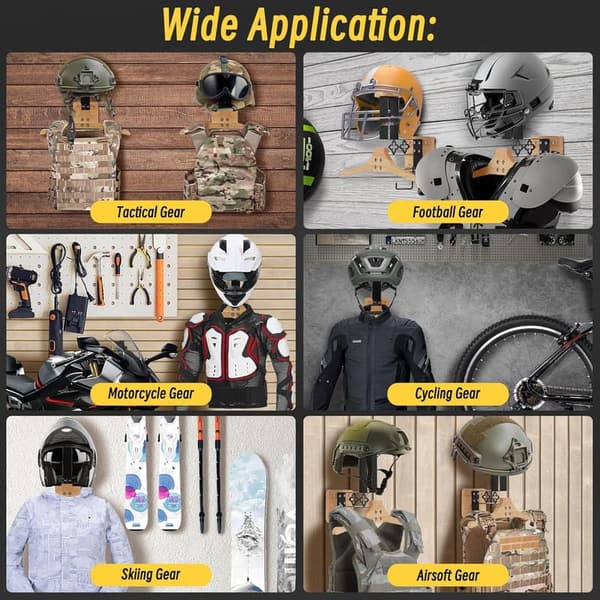 Tactical Helmet Wall Mount Rack for Motorcycle Gear Storage