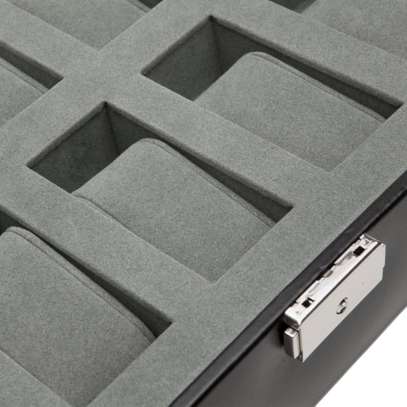 Black 10-Piece Watch Box with Faux Leather & Ultra-Suede Lining
