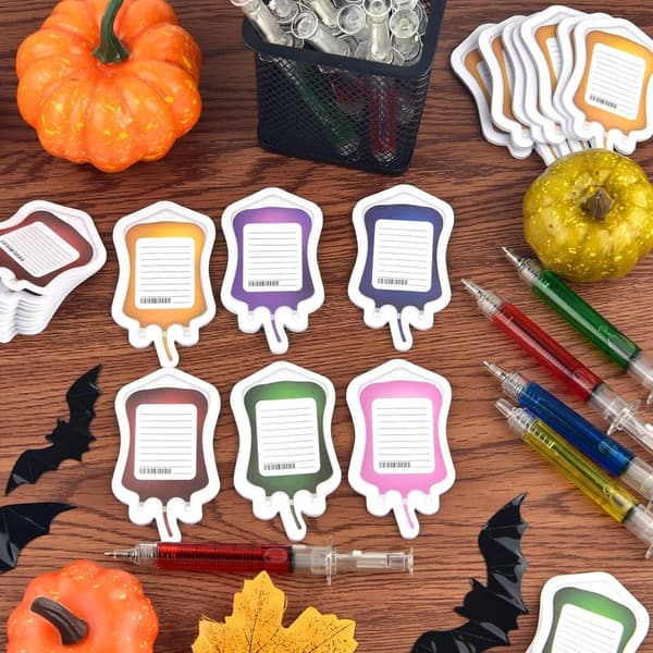 Nurse-themed Pen Set with Blood Bag Sticky Notes - 120 Pieces