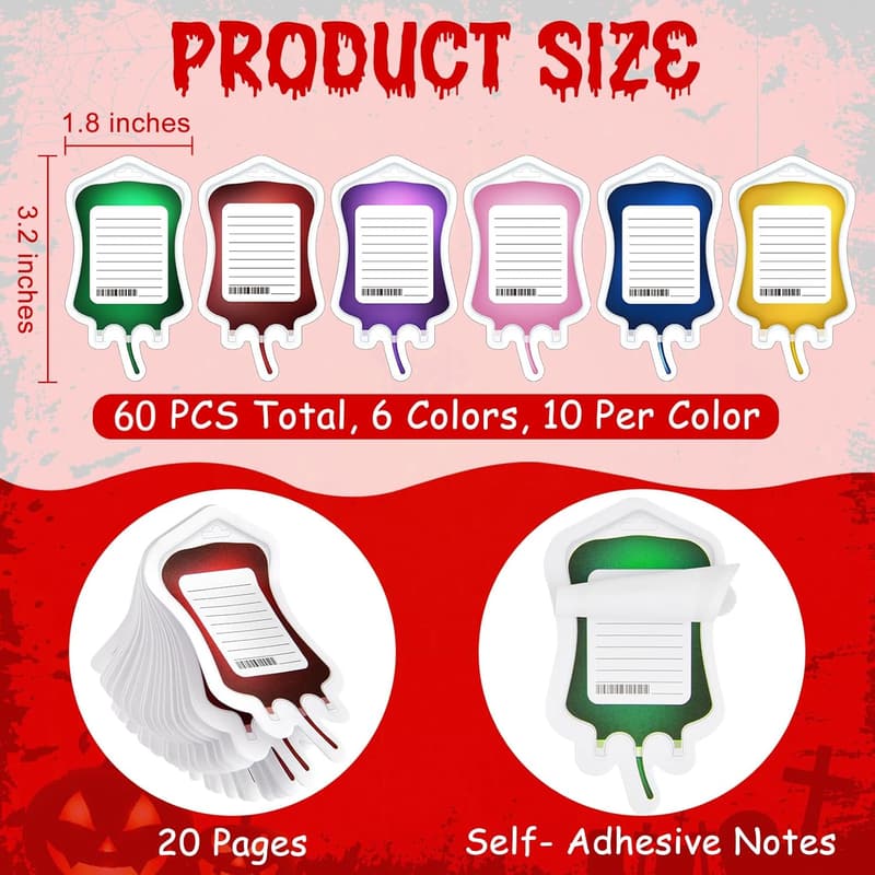 Nurse-themed Pen Set with Blood Bag Sticky Notes - 120 Pieces