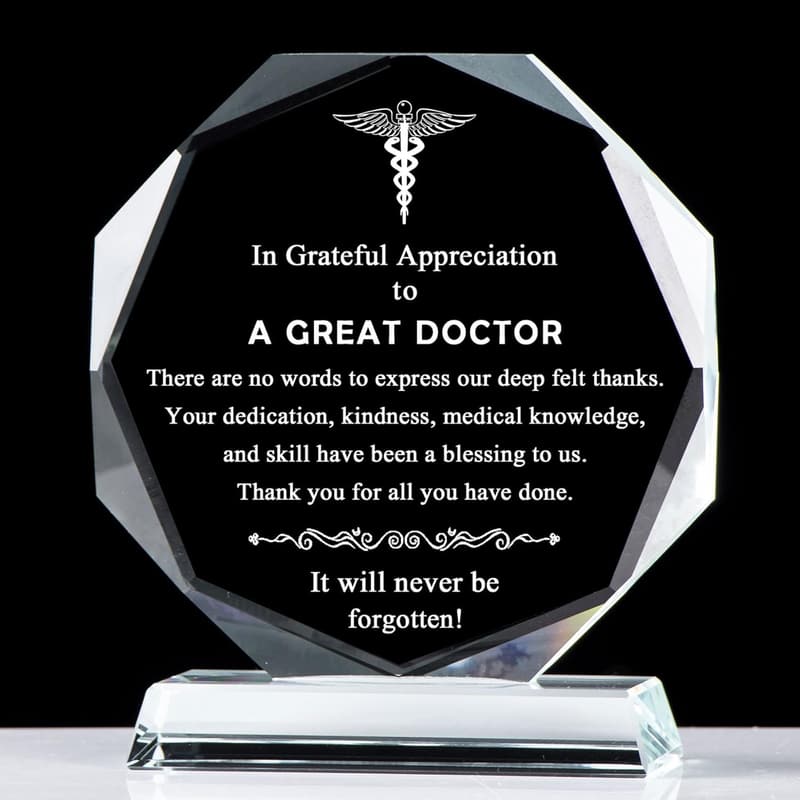 Laser Engraved Glass Keepsake for Doctor Retirement Gift
