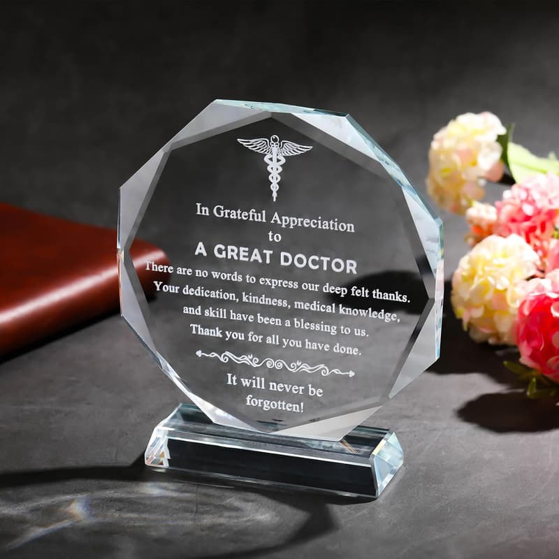 Laser Engraved Glass Keepsake for Doctor Retirement Gift