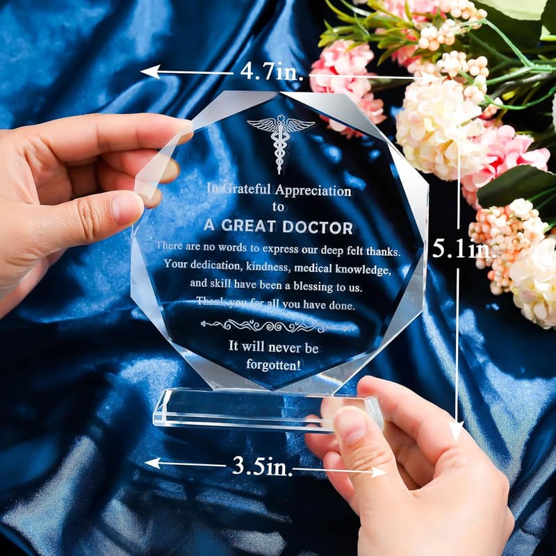 Laser Engraved Glass Keepsake for Doctor Retirement Gift