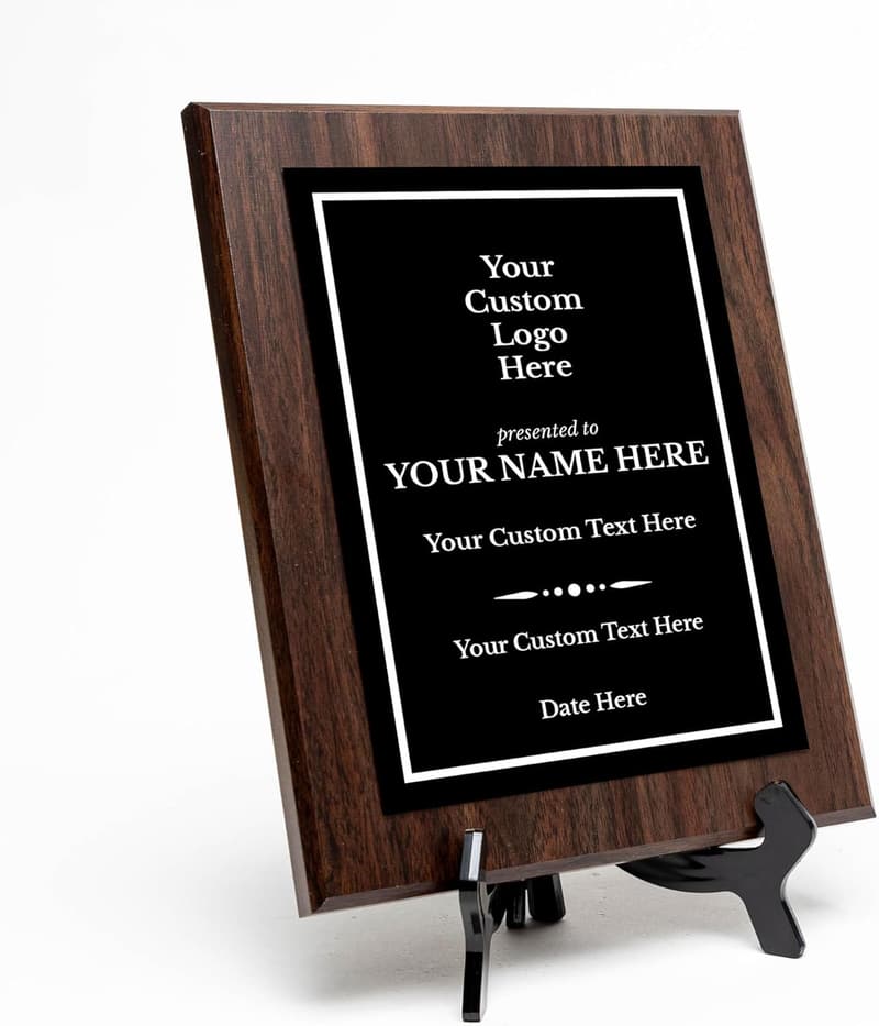 Personalized Wooden Award Plaque with Easel Mount