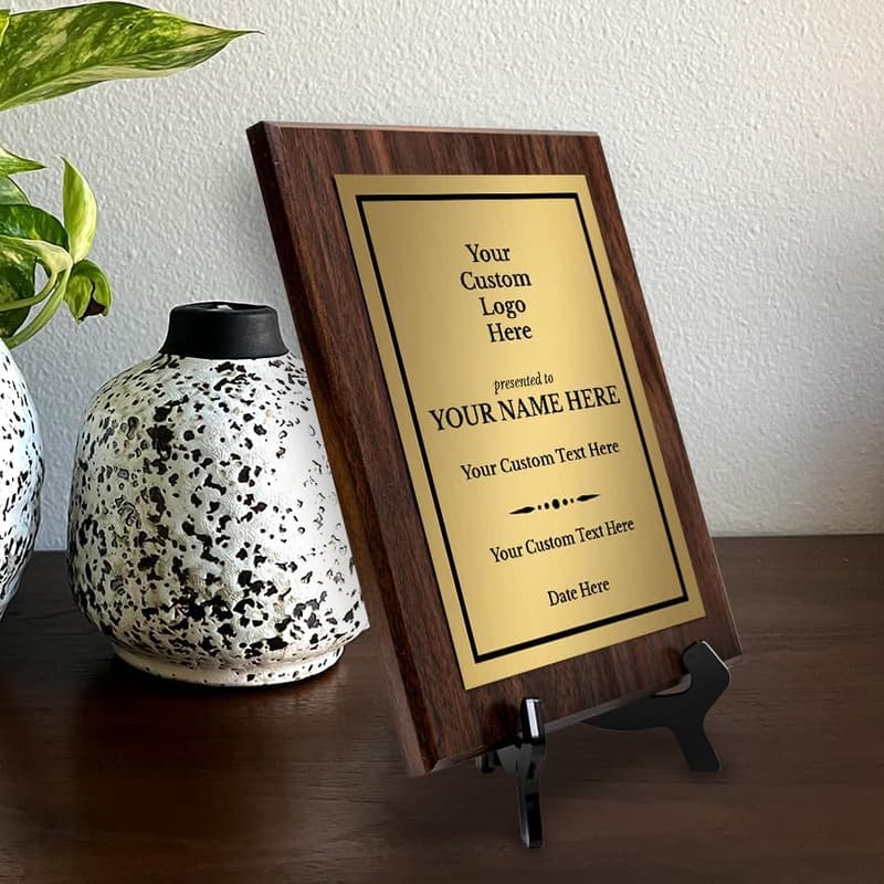 Personalized Wooden Award Plaque with Easel Mount