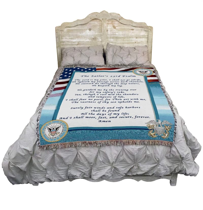 US Navy 23rd Psalm Cotton Tapestry Blanket - Made in USA (72x54)