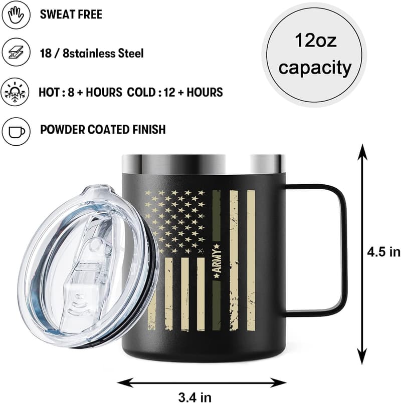 Veterans Day Gift - Stainless Steel Travel Mug for Men