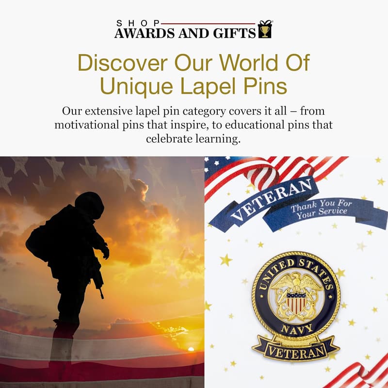 Veteran Retirement Lapel Pin, 1-1/8 Inch