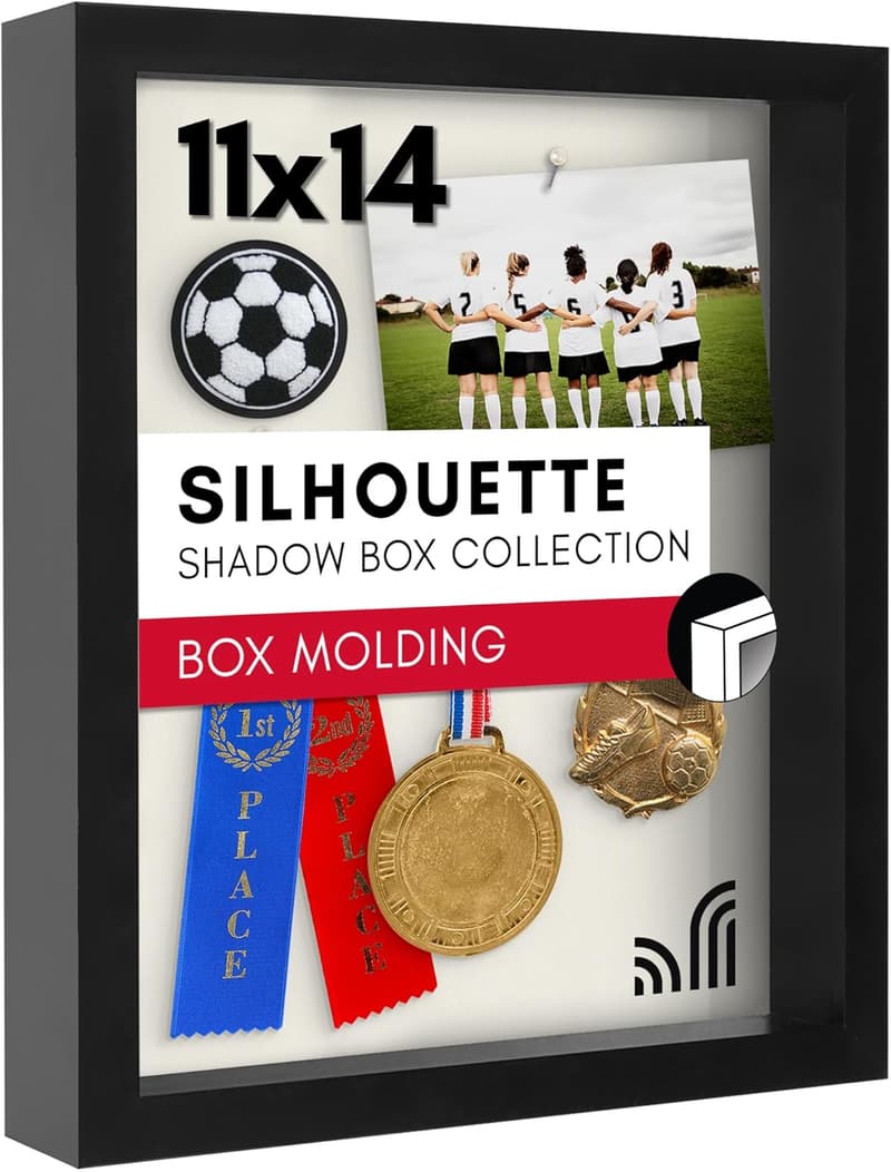 Shadow Box Frame 11x14 for Tabletop & Wall Display - Black