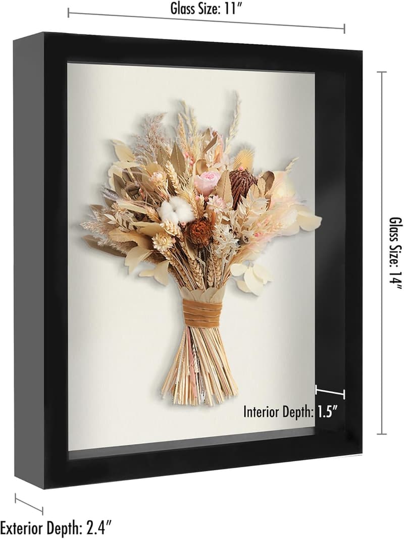 Shadow Box Frame 11x14 for Tabletop & Wall Display - Black