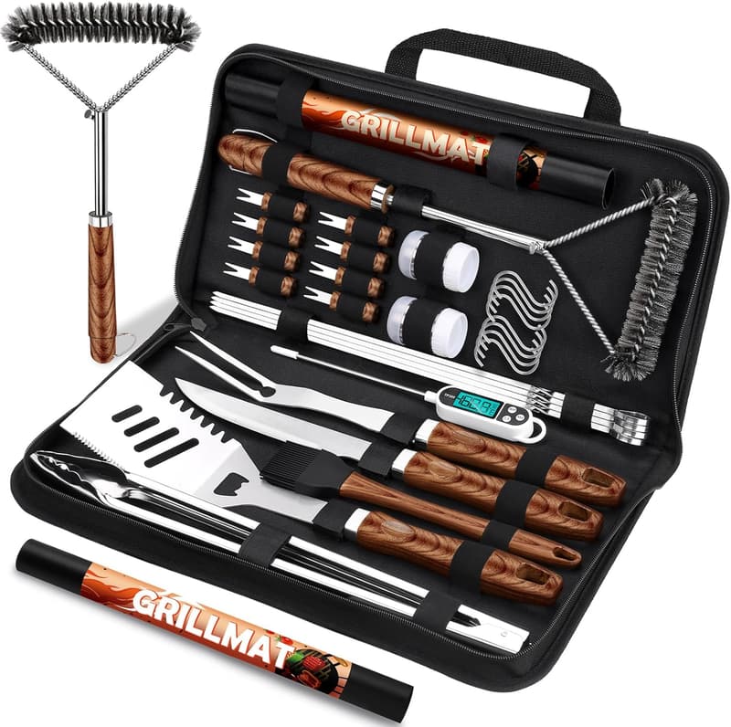 Fathers Day BBQ Grill Accessories Set - 31 Heavy Duty Tools