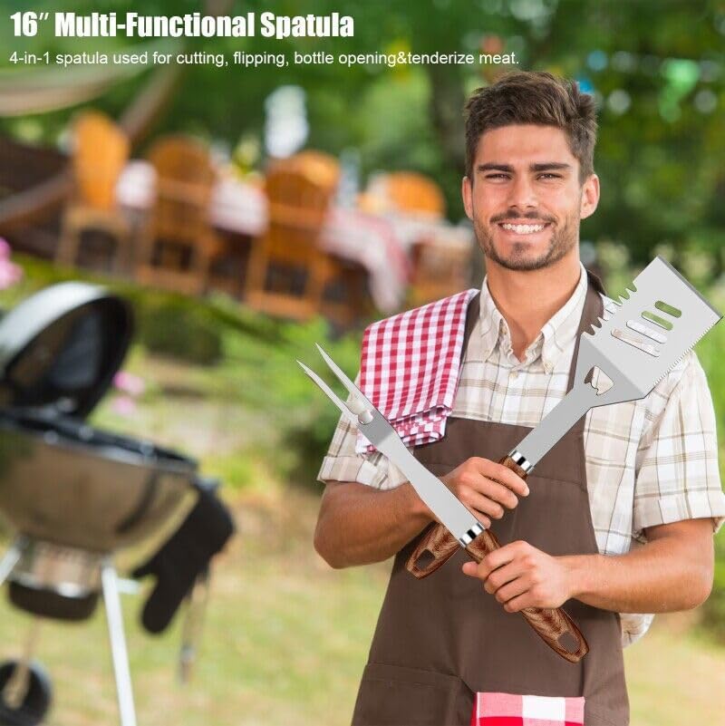 Fathers Day BBQ Grill Accessories Set - 31 Heavy Duty Tools