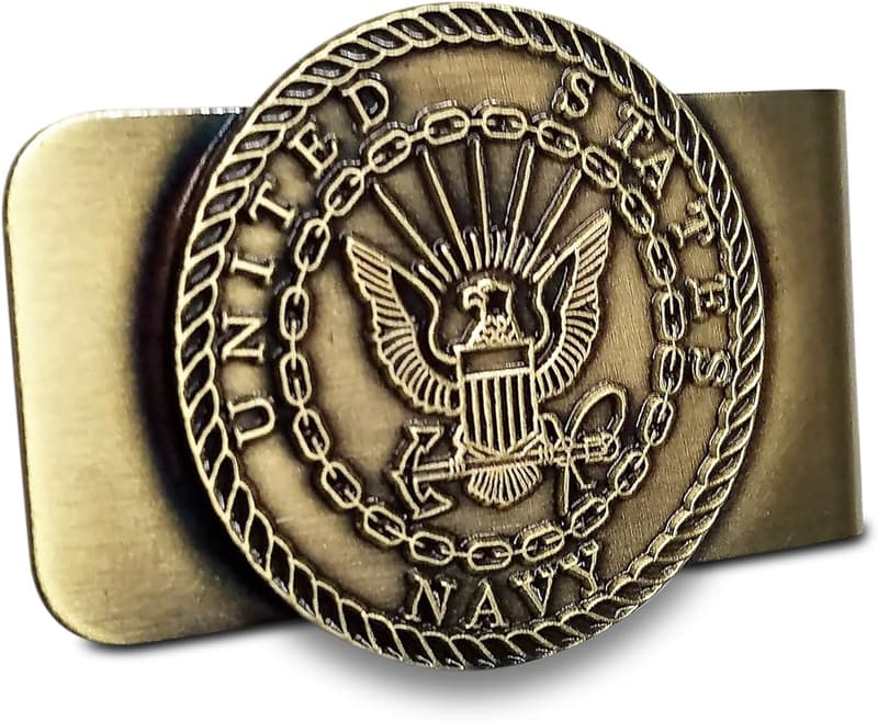 US Navy Money Clip - Stainless Steel Emblem Design