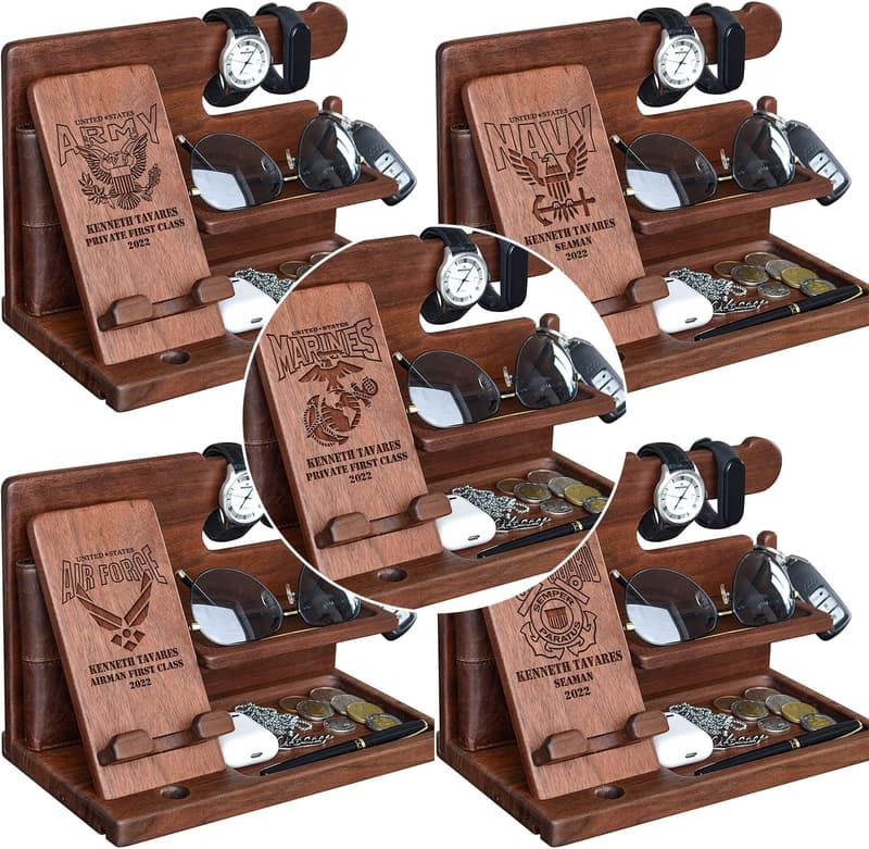 Handmade Luxury Wooden Desk Organizers for Veterans