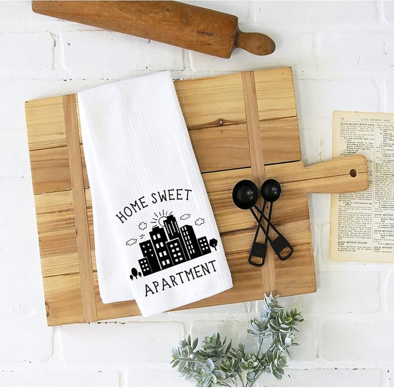 Housewarming Gift: Funny Kitchen Towel - Home Sweet Apartment