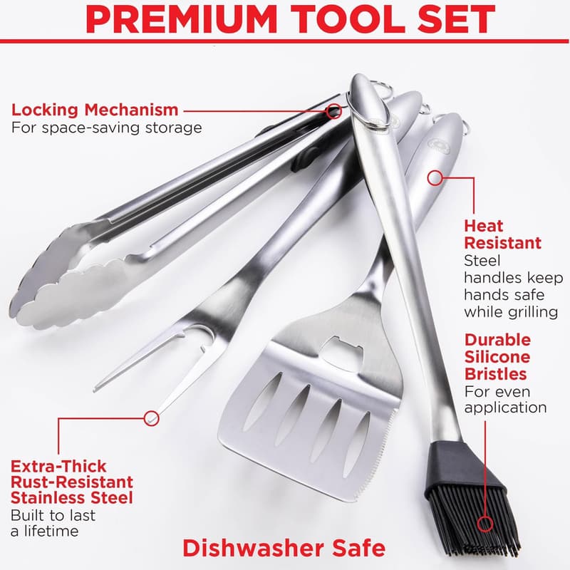 Father's Day BBQ Grilling Tool Set - Heavy Duty Accessories