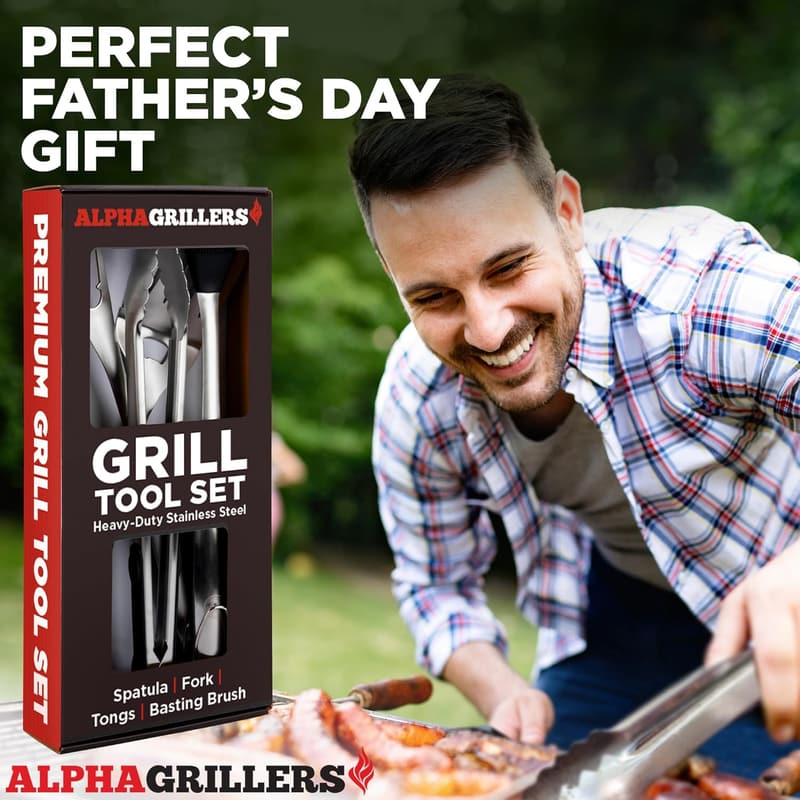 Father's Day BBQ Grilling Tool Set - Heavy Duty Accessories