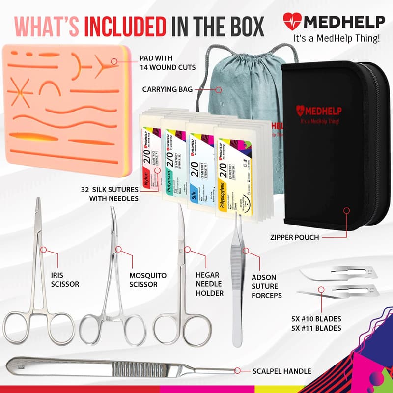 Suture Practice Kit for Medical Students - 50 PCS with Silicone Pad