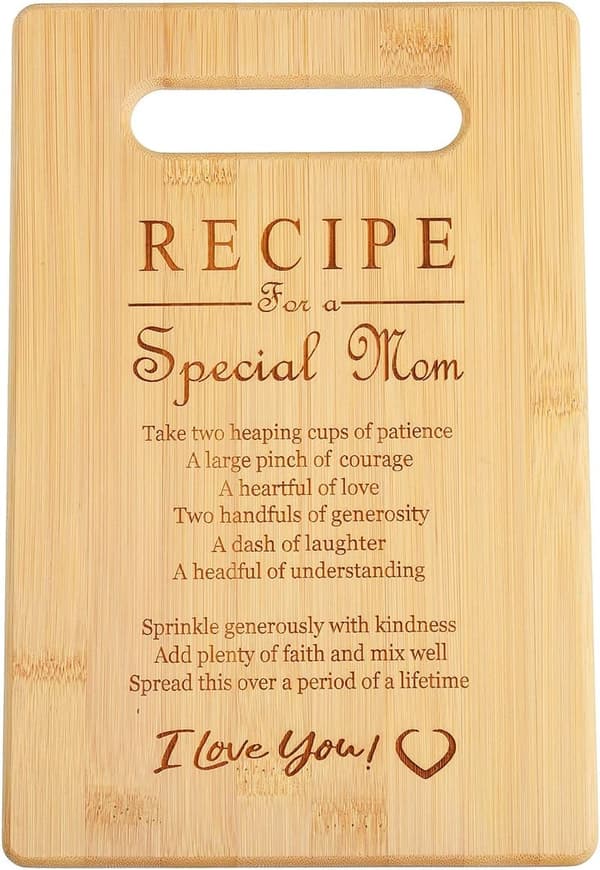 Mother's Day Bamboo Cutting Board with Heart Poem Gift