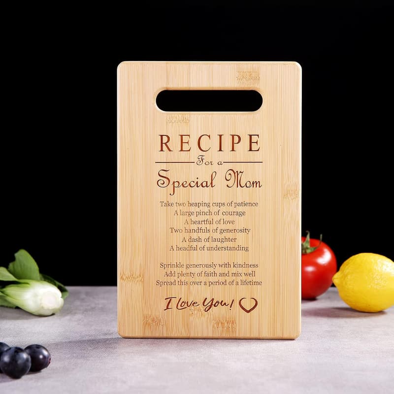 Mother's Day Bamboo Cutting Board with Heart Poem Gift