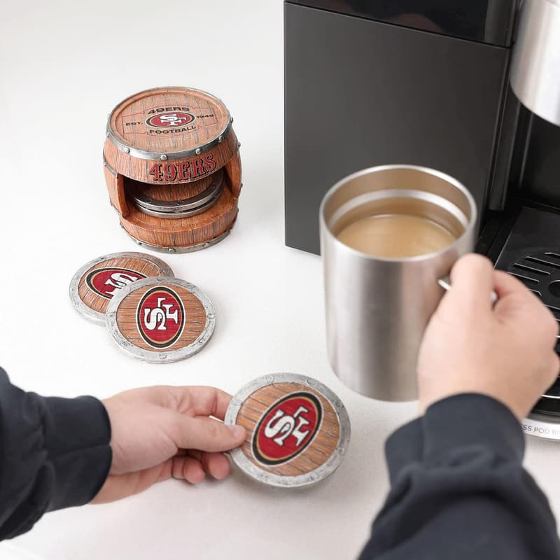 NFL Team Logo 5-Pack Barrel Coaster Set