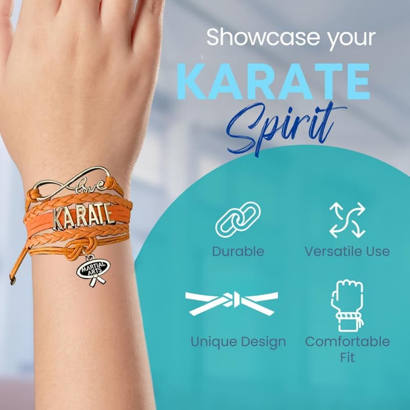 Karate Charm Bracelet - Adjustable Infinity Design for Women and Girls