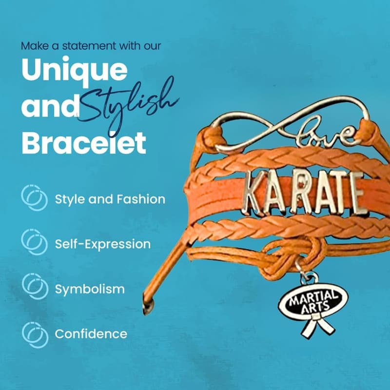 Karate Charm Bracelet - Adjustable Infinity Design for Women and Girls