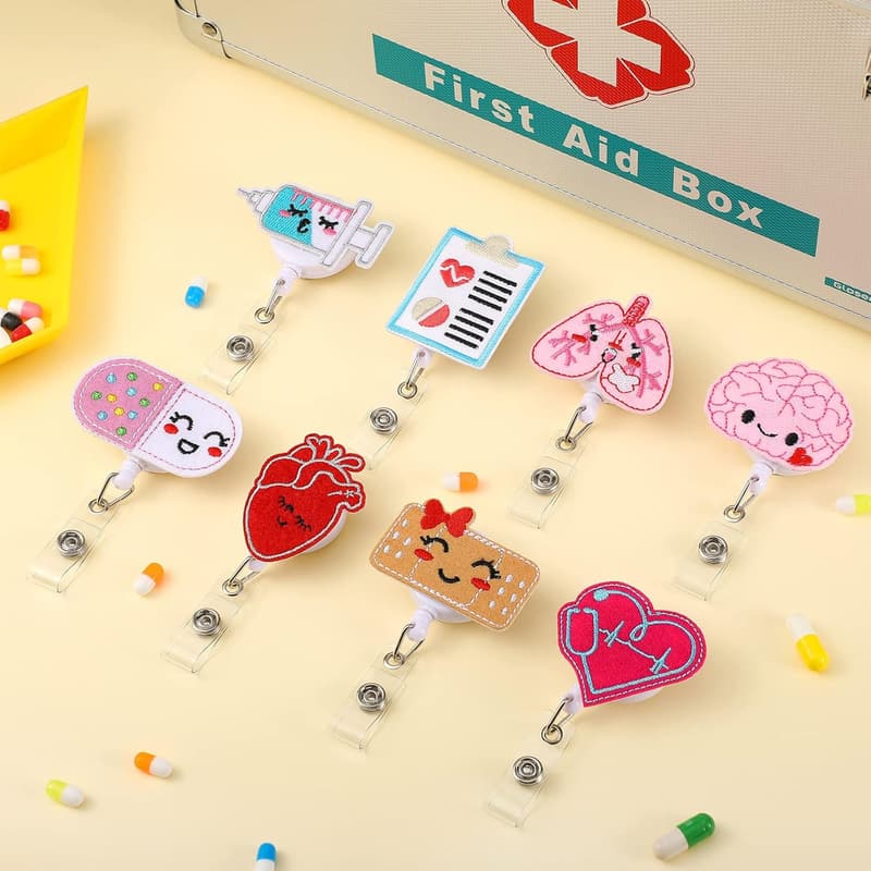 Cute Felt Nurse Badge Reels - 8 Pcs Pediatric Gift Set